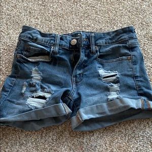 aero low rise midi jean shorts
